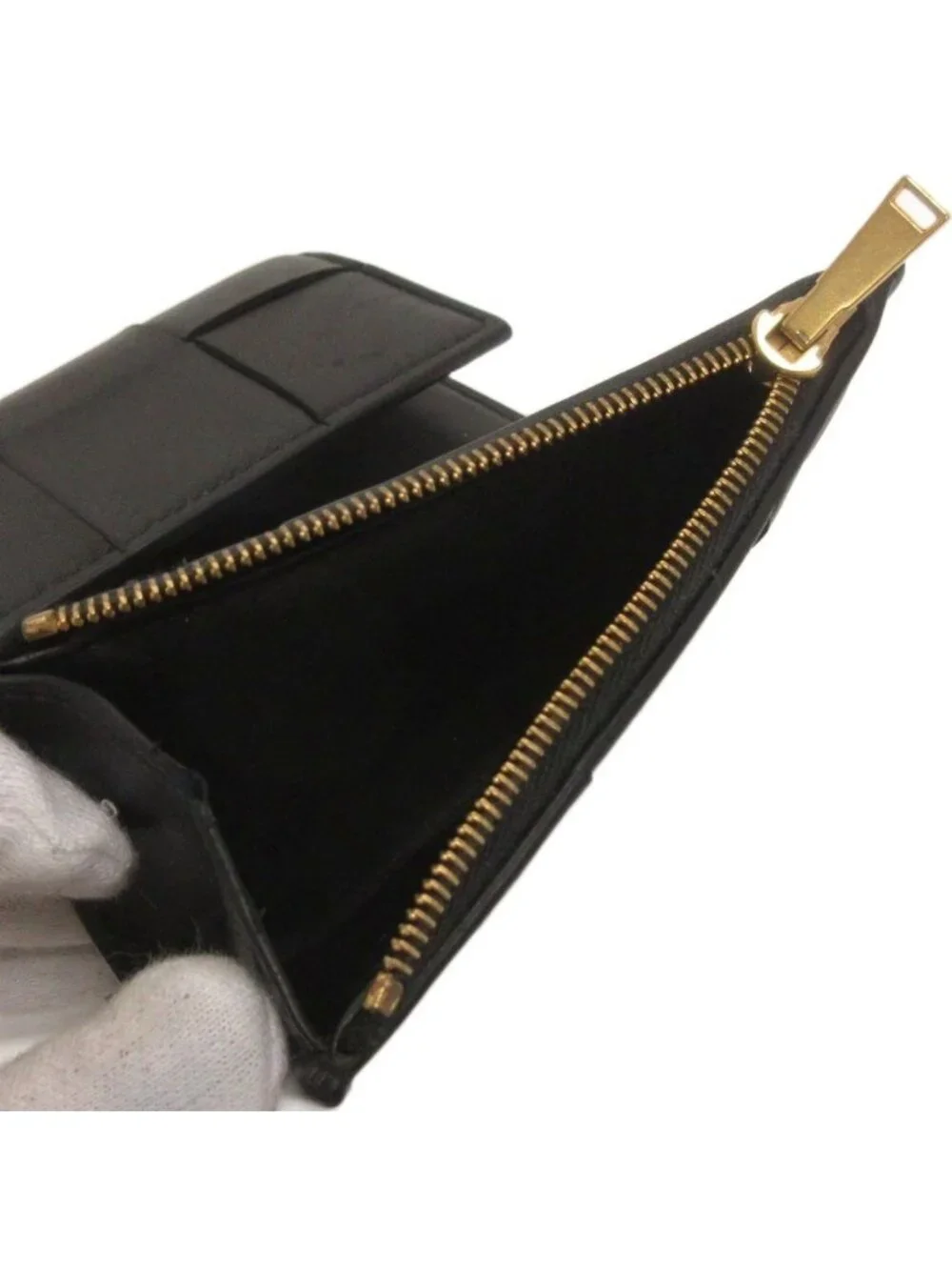 Bottega Veneta Cassette Trifold Wallet Braided Leather Black